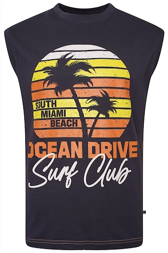 KAM Miami Beach Sleeveless T-Shirt Indigo 